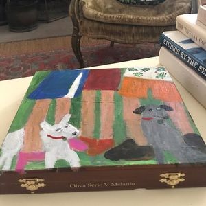 Holiday Traffic painted box for cards & gifts 8x9” holiday gift